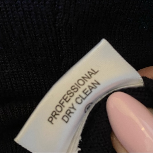 Tory Burch navy blue removable silk ruffle trim neck cuffs knit sweater top - Picture 7 of 8